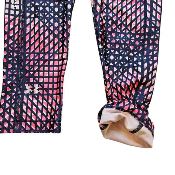 Under Armour Heatgear Printed Navy Pink Capri Leggings Woman Size Small Capri - Picture 3 of 6
